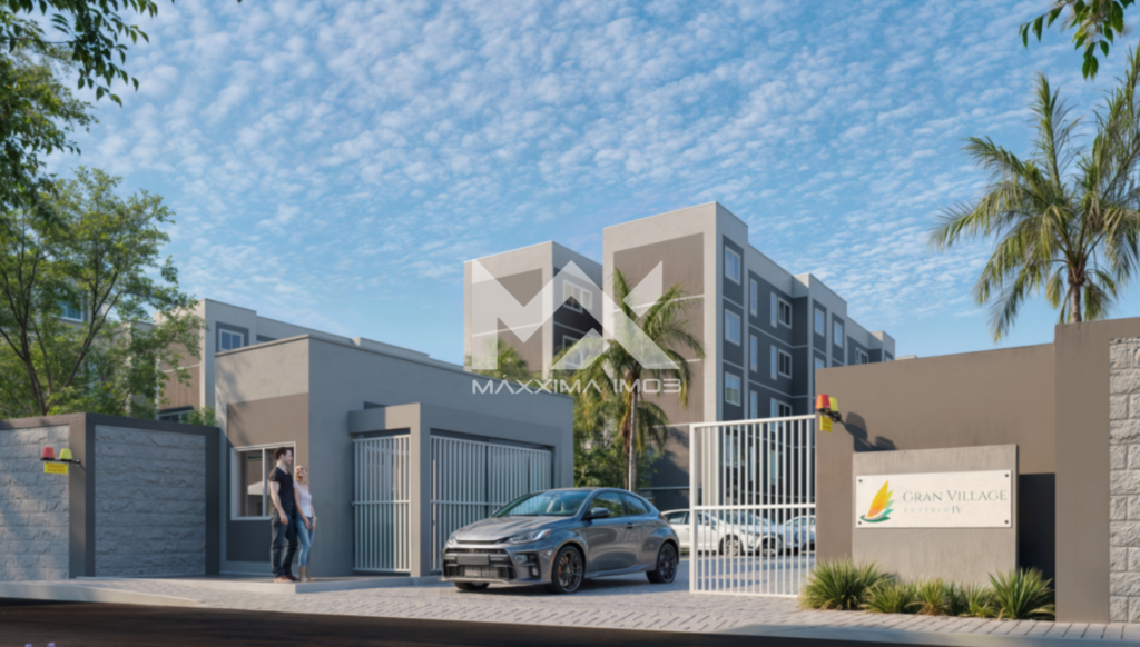Fachada frontal prédio carro Gran Village Eusébio IV apartamento 2 quartos Eusébio Minha Casa Minha Vida