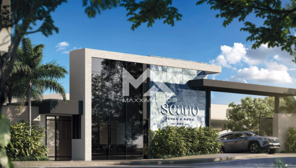 Fachada frontal prédio logo MX Seano Beach apartamento Praia do Futuro Fortaleza Minha Casa Minha Vida