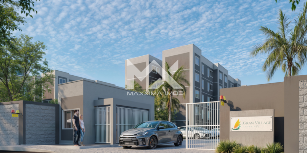 Fachada frontal prédio carro Gran Village Eusébio IV apartamento 2 quartos Eusébio Minha Casa Minha Vida