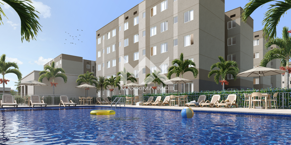Piscina deck espreguiçadeiras Viva Vida Maracanã apartamento 2 quartos Parque Tijuca Maracanaú