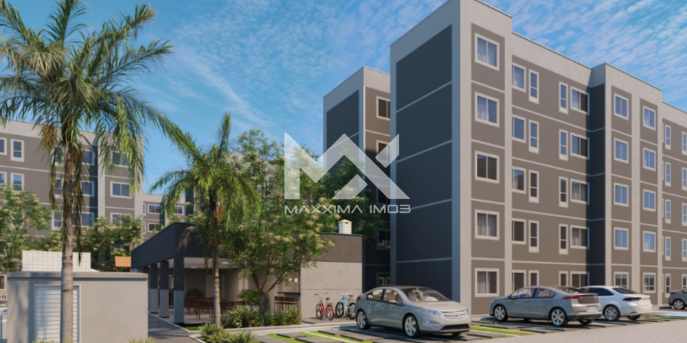 Fachada lateral prédio paisagismo Gran Village Eusébio IV apartamento 2 quartos Eusébio
