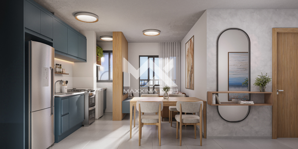 Cozinha sala integradas Residencial Fortitudine apartamento 2 quartos Antônio Bezerra Fortaleza
