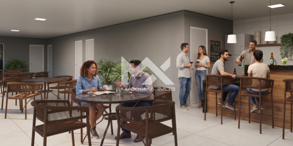 Salão de festas espaço gourmet pessoas Gran Village Eusébio IV apartamento 2 quartos Eusébio
