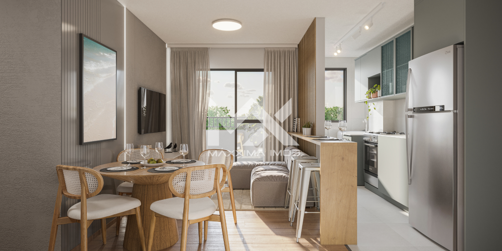 Cozinha sala integradas Parque Marista apartamento 2 quartos Centro Fortaleza