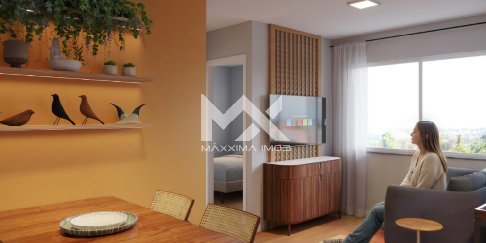 Sala de estar jantar integrada Gran Village Eusébio IV apartamento 2 quartos Eusébio